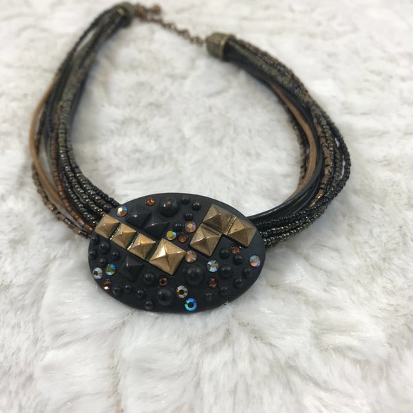 Chico's Multi Strand Rhinestone Statement Necklace - Picture 3 of 8